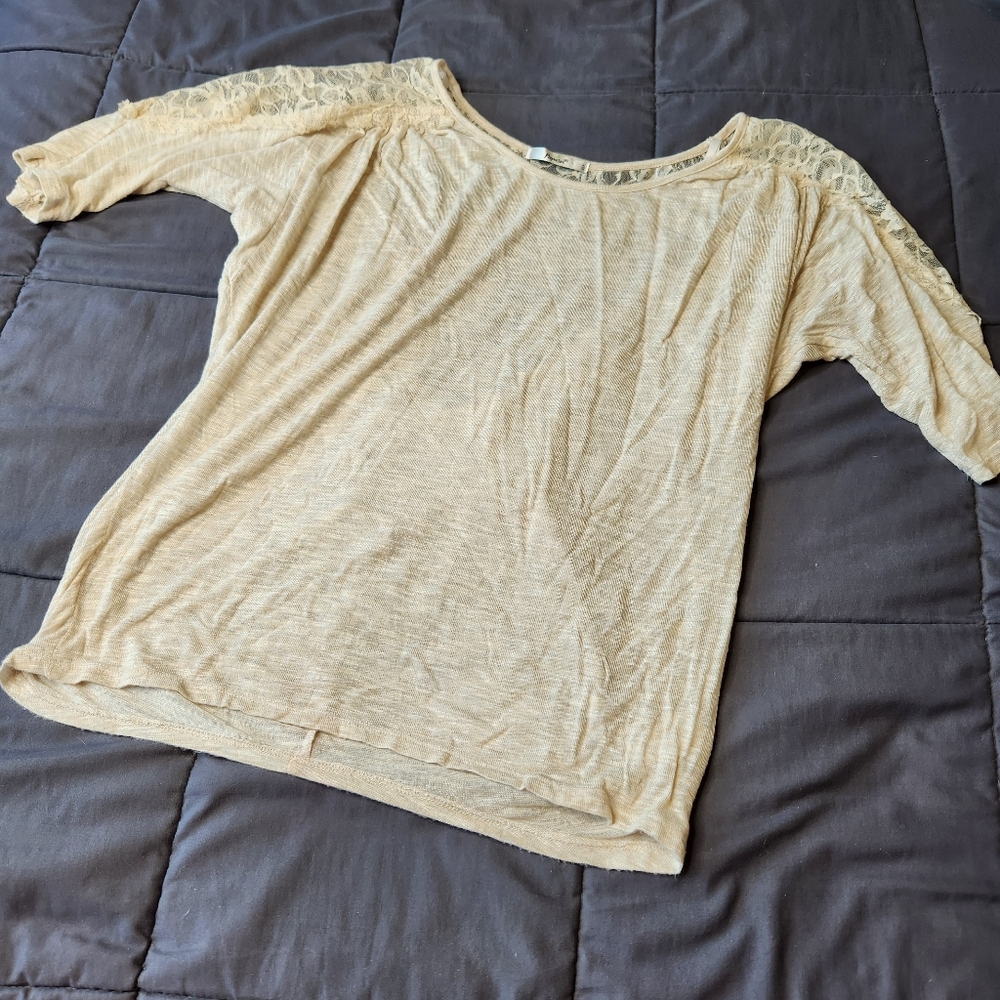 *Papaya Lace Cream Top